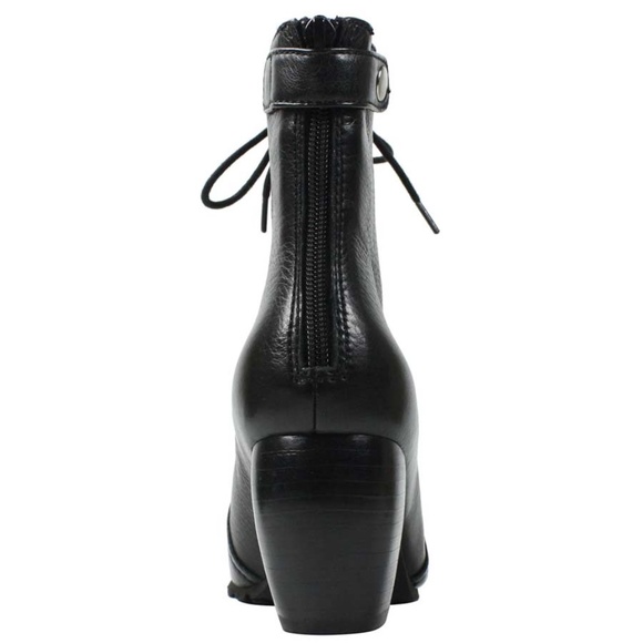 L'Amour des Pieds Pontedera Black Leather Ankle Bootie Block Heel Fashion Boot 7 - Picture 6 of 15